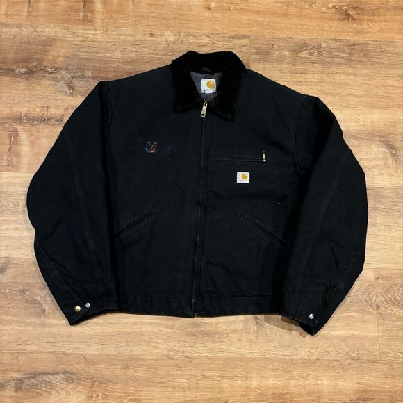 Vintage Carhartt Detroit Jacket J001 BLK Blanket Lined Canvas USA Black Mens XL - Picture 4 of 8